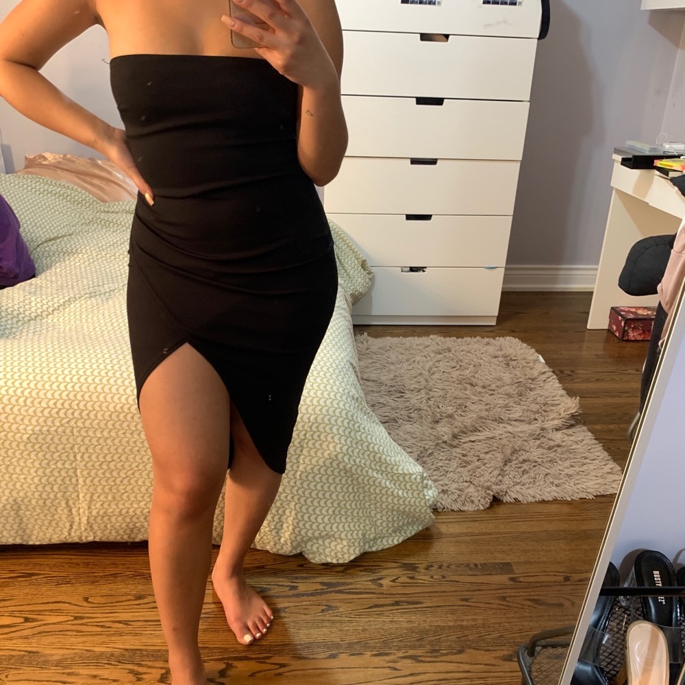 Mendocino Black Slit Dress